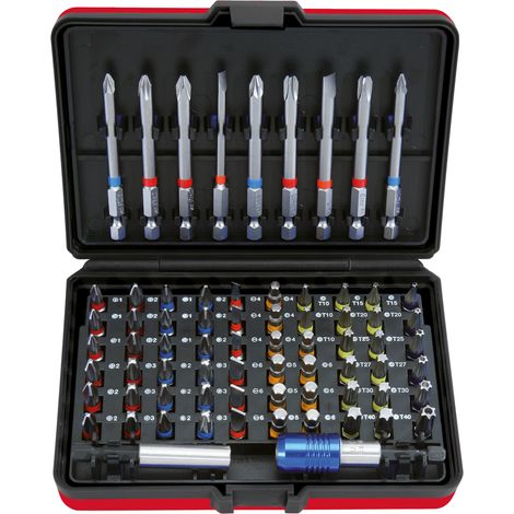 KS Tools - Jeu d'embouts de vissage à code couleur TORSIONpower® 1/4'', 71 pcs - 918.3070 (1/8)