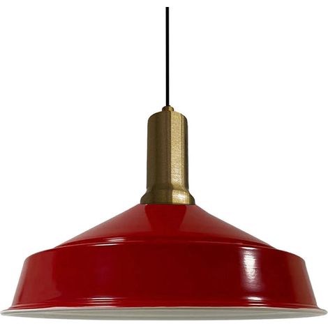 Suspension Industrielle en Métal Rouge Peint à la Main – Lustre Vintage E27 Ø41 cm pour Salon, Chambre ou Salle à Manger (1/5)