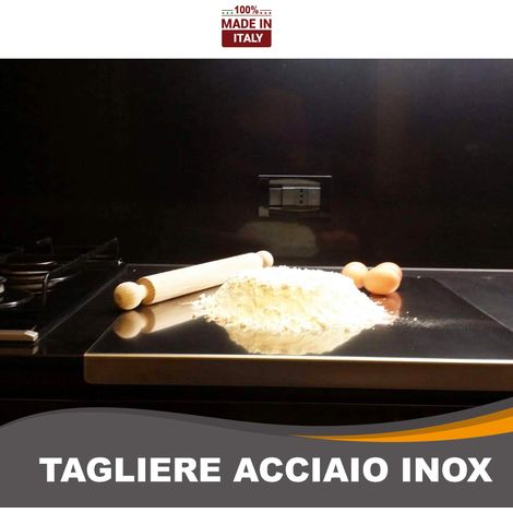 ZOIMANIA - Tagliere Spianatoia - Inox - Cucina - Profondità 55 - Dimensione Tagliere: L 80 x P 55 x 3