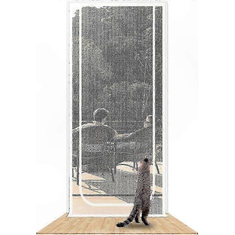 Porte moustiquaire à fermeture éclair pour animaux, maille résistante pour chats et chiens, passage facile, compatible avec porte 90x210 cm (1/5)