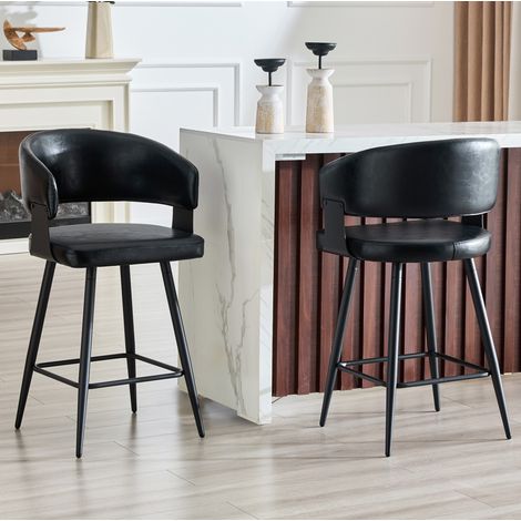 Set di 2 sedie da pranzo in PU nero con braccioli 46x47x94,5 cm – MEUBLIV (1/5)