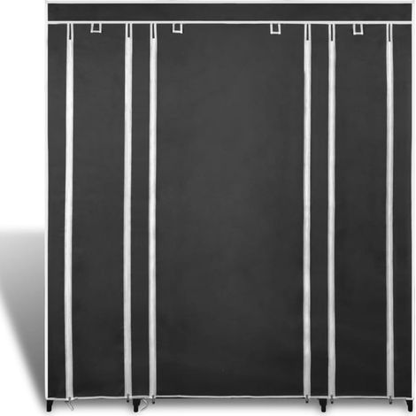 Meubles de Rangement,Armoire avec compartiments et tiges 45 x 150 x 176 cm Noir CFW695551 (1/5)