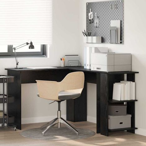 Eck-Schreibtisch Schwarz Eichen-Optik 140 x 113,5 x 75 cm