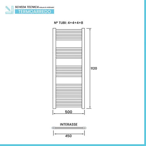Termoarredo bagno cromo L 50x112 cm interasse 45 cm Opera (1/3)