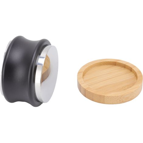 Distributeur de café en acier inoxydable, tête double ajustable avec base en bambou 58,5mm (1/5)
