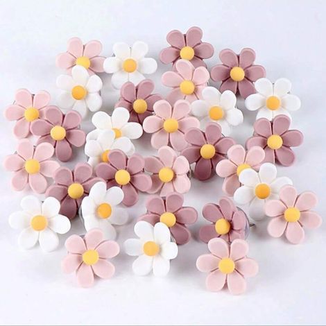 Lot de 30 punaises décoratives 3D en résine en forme de fleurs, motif floral rose pour mur de photos (1/5)