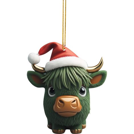 Décoration Arbre De Noël Vache Acrylique - 8 cm - Ornement Accroche Pour Sapin Porte Ou Sac - Idéal Pour Fêtes Familiales Et Cadeaux Personnalisés - 1 Pièce