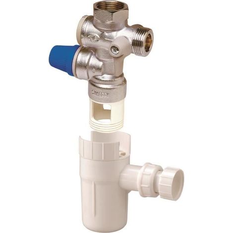 DIPRA - Kit groupe de sécurité vertical anticalcaire + entonnoir siphon - 20/27 - 7 Bars - Certifié NF