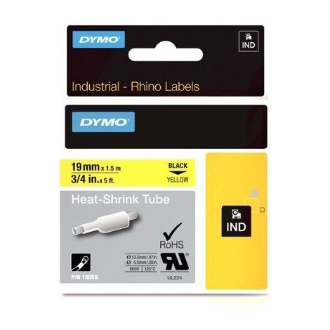 DYMO Beschriftungsband 18058, S0718340, 19mm, 1,5m, gelb Unterl., RHINO Heißsch (1/4)