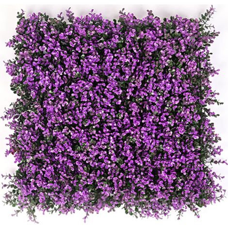 Panneaux de plantes à grille murale de fleurs violettes, 2 pièces, plantes artificielles suspendues 50x50cm, plantes grimpantes murales d'extérieur (1/4)