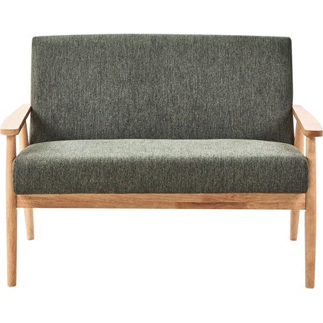 Sofa 2 Seater ESRUM Fabric Light Brown/ Green