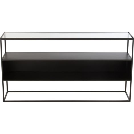 Console 140x30x72 cm en métal noir et verre - METTI (1/5)