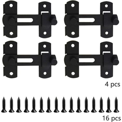 4 Pièces Loquet de Porte Serrure de Porte Serrure de Fenêtre Loquet de Fenêtre Cadenas Serrure de Porte Petite Serrure de Porte en Acier Inoxydable Noir avec Vis pour Meubles 100702mm 4pcs (1/3)