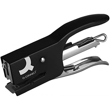 Grapadora q-connect kf22340 de tenaza metalica color negro capacidad 12 hojas usa grapas numero 10