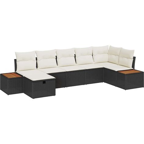 Maison Exclusive - Garten-Sofa-Set mit Kissen 7 pcs Schwarz Poly