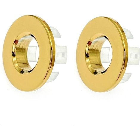 2x Remplacement doré cuivre métal anneau trop-plein lavabo salle de bain anneau débordement d'évier couverture rond bouchon pour trou de trop-plein de bassin pour cuisine lavabo garniture