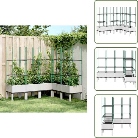 Jardinière avec treillis blanc 160x120x142,5 cm PP - Jardinier - Pot De Fleurs - Plante Grimpante - Pot Extérieur - Décoration Jardin (1/5)