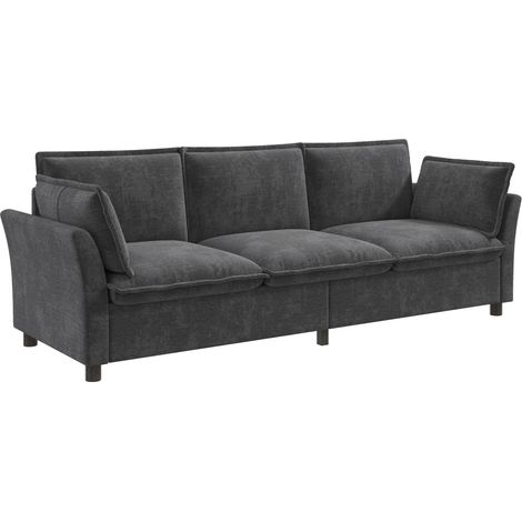 Canapé modulaire 3-2-1 en tissu chenille gris pour salon, ensemble 3 places + 2 places + fauteuil (1/5)