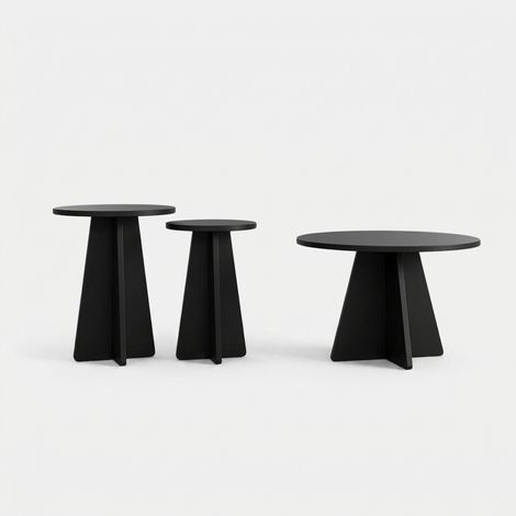 3-teiliges Set moderne runde Wohnzimmertische Mushroom Tris