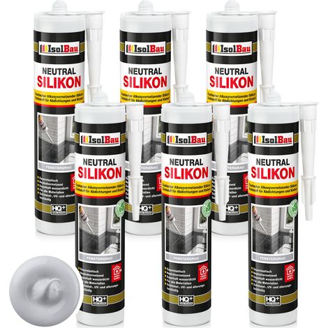 IsolBau Neutral Silicone Light Gray Neutralsilikon 6 x 300ml (1/5)
