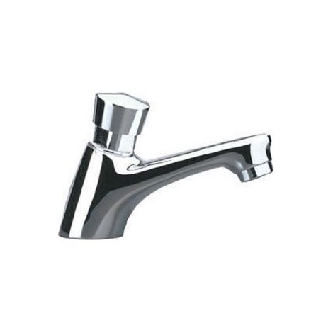 RUBINETTO EROGATORE LAVABO TEMPORIZZATO OTTONE CROMATO COLLO CIGNO (22589)