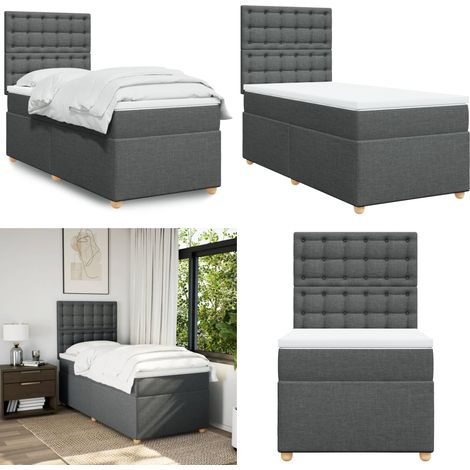 Boxspringbett mit Matratze Dunkelgrau 90x190 cm Stoff - Boxspringbett - Doppelbett - Bettsofa - Schlafsystem - Polsterbett - Home & Living (1/5)