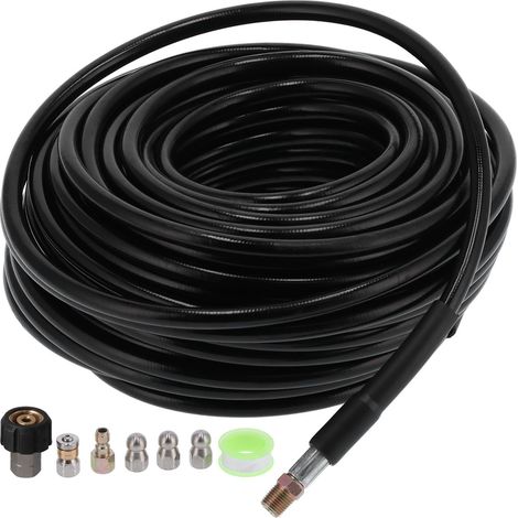 Nettoyeur Haute Pression Kit Décongestionneur Évier 5800 PSI Flexible 30m Raccord 1/4 NPT Quincaillerie (1/5)