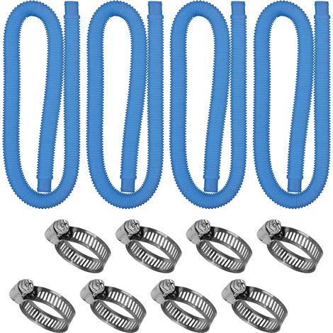 Ensemble de 4 tuyaux pour piscines hors sol, tuyau de 3,2 cm (1,25 pouce) de diamètre avec raccord de 6,35 mm (1/4 pouce) de diamètre, tuyau de rechange pour pompe de piscine de 99 cm (39 pouces).