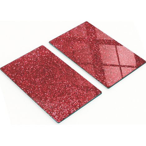 Tablas de cocina de vidrio templado con gr谩ficos de purpurina roja 2x30x52 cm (1/5)