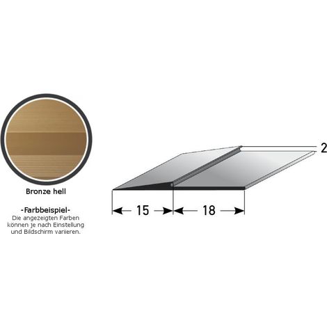 Rampenanstoßprofil "Broadford" Rampenanstoßleiste für Designbeläge, 2 - 5 mm Einfasshöhe, Aluminium eloxiert, gebohrt, Typ 282-284-bronze hell-1000-2