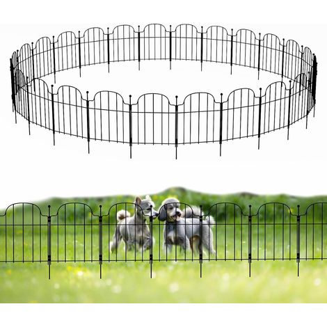 Lot de 25 panneaux de clôture temporaires en métal anti-rouille avec piquets 43 cm (H) × 8,25 m (L) - Bordure métallique antirouille pour pelouses, parterres de fleurs et barrières pour animaux (1/5)