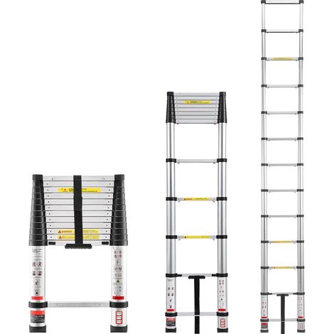 Échelle télescopique aluminium 38m légère multi-usages rétractable,capacité 150kg,pieds antidérapants pour maison et extérieur (1/5)