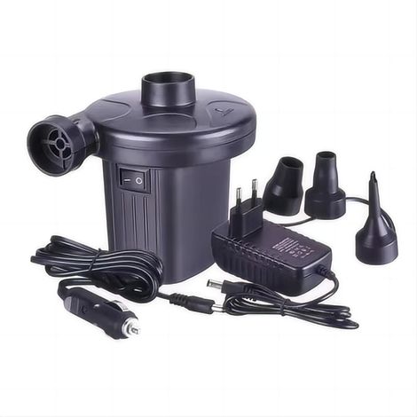 Gonfleur électrique, pompe à air électrique portable 12 V CC/230 V CA avec 3 embouts (pile non incluse) (1/5)