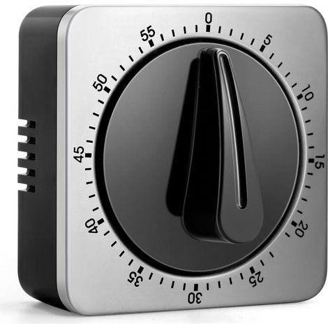 Timer da cucina, orologio da cucina con allarme sonoro, non richiede batterie, 100% meccanico - retro magnetico, corpo in acciaio inossidabile di alta qualità - promemoria per il conto alla rovescia - (1/4)