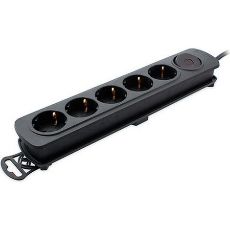 TM Electron TMUAD205BK - Socle multiprise de 5 prises avec interrupteur, couleur noire (1/4)