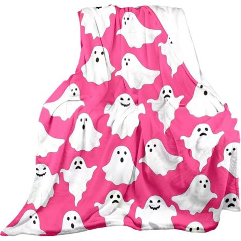 Die bezaubernde Geister-Kürbis-Decke von Slhenay, kombiniert mit rosa Halloween-Dekorationen, ist bequem, leicht und für Sofas und alle Jahreszeiten geeignet.
