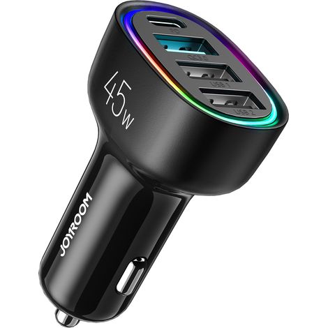 Cargador de coche USB C y USB, [4 puertos] PD 3.0 y QC 3.0 y PPS 45 W, minicargador súper rápido [viaje largo] Cargador de coche USB C compatible con iPhone 14 Pro Max, 13 Pro Max, iPad Pro, Samsung S (1/5)