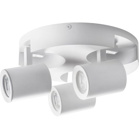 Plafoniera lampada da soffitto Rotonda bianca faretto direzionabile e attacco per lampade GU10 ad 3 diffusorI (1/5)