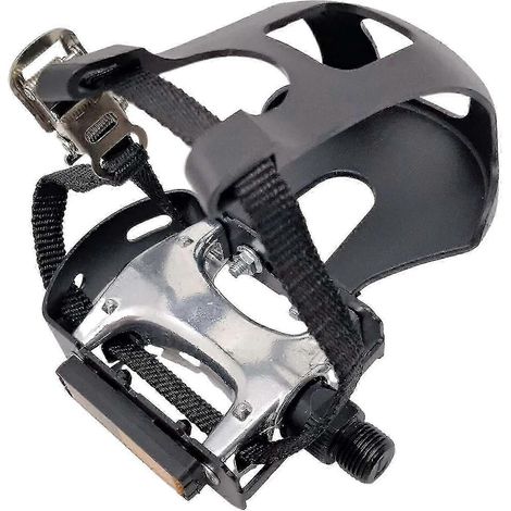 Pédales de vélo stationnaire avec cale-orteils, pédales d'exercice d'intérieur pour chaussures ordinaires, pédales de cyclisme compatibles avec filetage 9/16". (1/5)