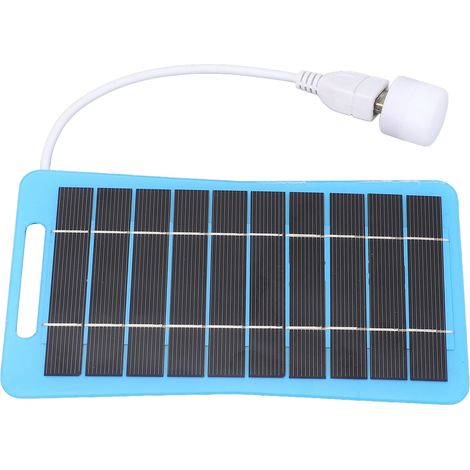 Ortviai Panneau Solaire Portable 5 W avec Poignée et Lampe USB, Bleu, 5 V pour Camping et Activités Extérieures (1/5)