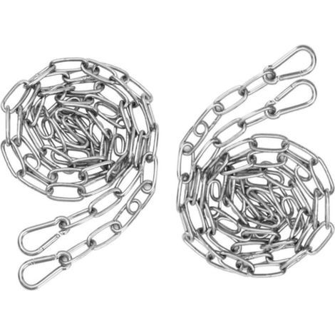 Chaîne en Acier inoxydable 2pcs 3mm X 2m Chaine Acier + 4 pcs Mousqueton Chaîne de Maillon d'extension pour Accrocher Chaîne d'ancre Hamac Multifonctionnel -Total 4 mètres (1/4)
