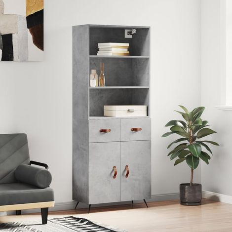 Highboard Betongrau 69,5x34x180 cm Holzwerkstoff (1/5)