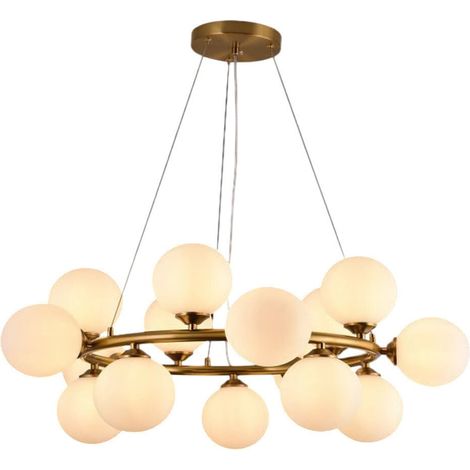 TrAdE Shop Traesio - Lampadario A Sospensione Contemporaneo In Metallo Bronzo Con 15 Sfere Attacco G9 B94 - (1/5)