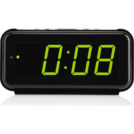 Réveil numérique de table LED vert avec affichage électronique, fonction répétition, prise UE 220V, horloge digitale pour bureau, écran lumineux (1/5)
