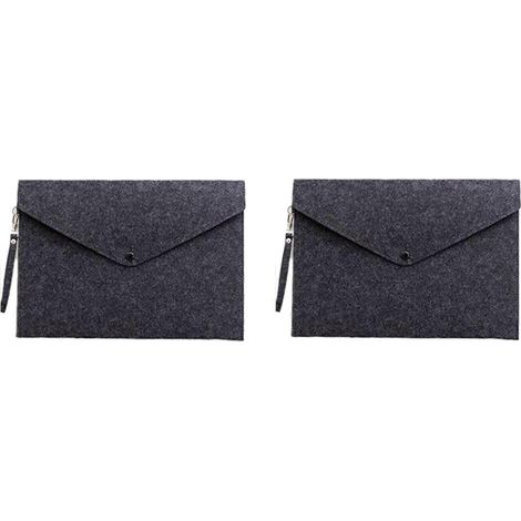 Lot de 2 pochettes à documents A4 grande capacité, gris foncé, avec compartiments et feutrine chimique. (1/5)