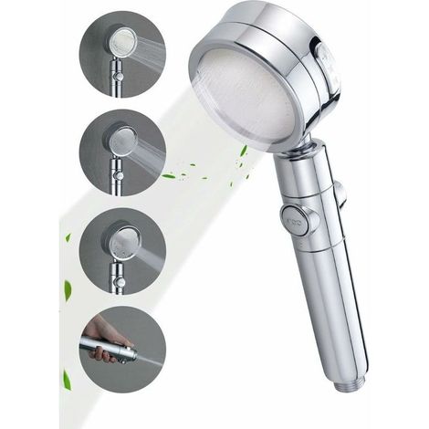 Pommeau de douche à filtre à charbon actif Douchette orientable à 360° Pommeau de douche à économie d'eau et à augmentation de pression Douchette à 3 jets avec interrupteur marche/arrêt Pommeau de dou (1/5)