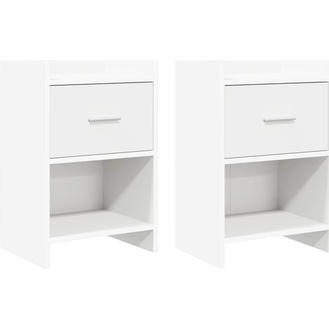 vidaXL Tables de chevet 2 pc Blanc 40 x 30 x 60 cm Bois d'ingénierie