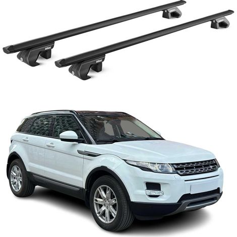 OMAC Barres de toit aluminium certifiées TÜV pour Land Rover Range Rover Evoque I L538 2012-2018 – Pour rails de toit standards – Rainure en T – Charge max 90 kg – 2 antivols Noir (1/4)