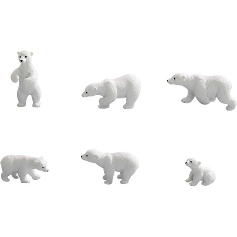 6stücke Miniature Weiße Bärenfiguren Aus Kunstharz For Puppenhaus Gartendekoration Und (1/5)