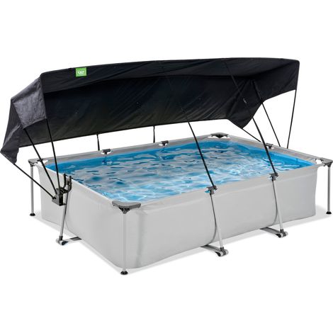 Piscine EXIT Soft Grey 300x200x65cm avec pompe filtrante et voile d'ombrage - gris